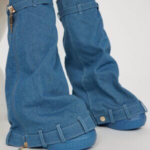 " DOMINQUE DENIM "  FOLD OVER PLATFORM BOOT IN DENIM ( BRAND NEW !!! )